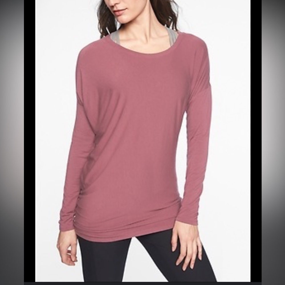 Athleta threadlight asym relaxed long sleeve mauve size large